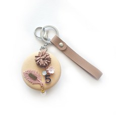 manhaengshop 馬卡龍鏡帶鑰匙圈鑰匙圈, 淺褐色的, 單品