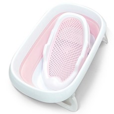 THEMOTHER 嬰兒摺疊式浴盆+浴網, 粉色