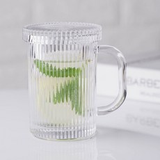 아메리칸로드 스트라이프 다용도 뚜껑있는 유리컵 350ml HR1647, 투명, 1개