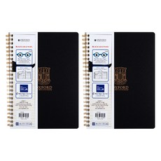 OXFORD PP可撕式左翻線圈橫線筆記本 A5 80頁 2入組, 黑色, 2個