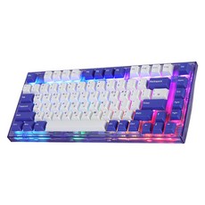 ABKO Gasket結構 RGB 可換軸 機械式電競迷你無數字鍵有線鍵盤 無聲段落軸, 紫藍色, AG75, 茶軸