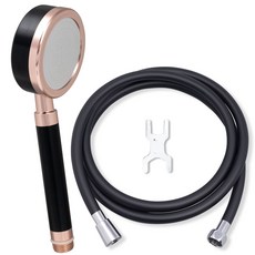 JEIL BATH 鋁製蓮蓬頭 + PVC軟管 1.5m 套組, 玫瑰金, 黑色, 1個