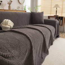 테이아 플러시 솔리드컬러 타월담요겸 소파커버, 웨이브 그레이, 1개