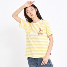 WHOLE HAUSS 男女通用 小米奇 條紋 透氣 短袖 T恤 HM2TSU133, 黃色