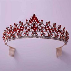 上部水鑽點綴自助婚紗皇冠 tra019, 1個, 紅色