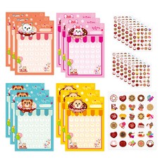 動物讚美貼紙 4款 各3入+貼紙 12入, 狗、貓、兔、虎, 1套