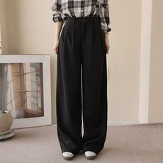 앤드스타일 여성용 데일리룩 모직 기모 스판 투핀턱 뒷밴딩 17탄 맞춤 와이드 슬랙스 265017