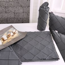 NASANDECO 棉質細褶布料, 深灰色