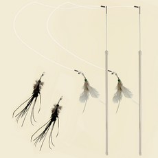 PET Morning 貓咪 Wild Flutter 喵喵拳 雙頭釣竿 2段釣竿, 粉紅色 + 白色, 2個