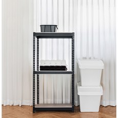 아임랙 심플랙라인 무볼트 조립식 철제 앵글 선반, 블랙, 3단