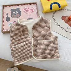 BEBENIZ 孩童格紋絎縫內刷毛背心