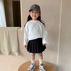 Conti Kids 女童開衩素色長袖T恤