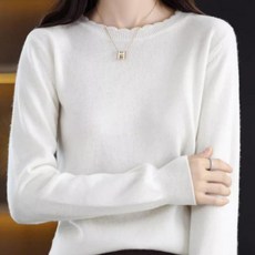 라라온 여성용 포근한 물결 라운드넥 긴팔 니트 스웨터 25TSP3204