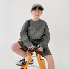 BerryCloset 兒童Neko顏料染色兒童青少年兄弟裝長袖T恤