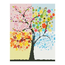 iLovePainting DIY 鑽石畫 四季樹 40 x 50 cm, 混合色