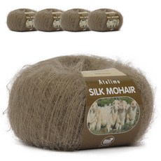 YEONIL 絲綢馬海毛編織線 5入, 3 牛奶棕, 5個