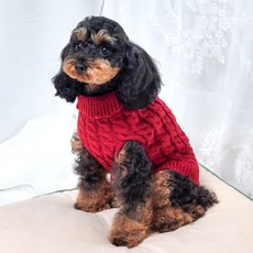 Petca 寵物麻花針織衫, 紅色, 1個