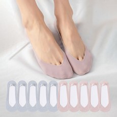 여성용 지앤와이 골지 V컷 얇은 논슬립 페이크삭스 덧신 10켤레 세트