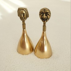 古晉島 河回面具黃銅餐桌鈴 2件組, 金色