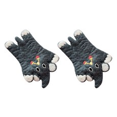 動物角色毛氈裝飾杯墊 12 2入, 混色