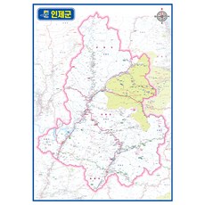 지도닷컴 강원도 인제군 관내도 경계지도 코팅, 1개