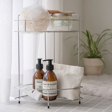 Living Gongsam不鏽鋼瀝水浴室角落2層置物架, 銀色, 1個