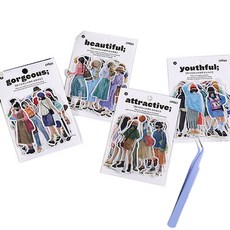 infeelME 暖空紙品 人物貼紙系列 160p + 鑷子套組, 隨機出貨(鑷子), 1套