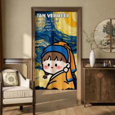 Wellot 布質卡通圖案門簾式遮光簾, B款