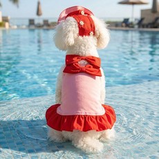 Wavy Days 寵物雛菊雙蝴蝶結連身泳衣 + 帽子套組 W265-0158RM