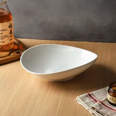 Daparang 不對稱波浪陶瓷優格碗兼沙拉碗 21cm HJ0923, 白色, 1個