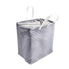 JOSIC 韓系棉麻可提收納籃 40L, 藏青色, 1個