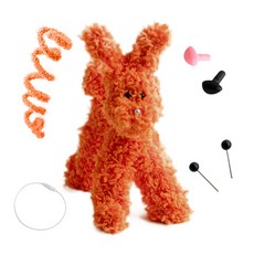 yarna 철사인형 + 핀타입 인형눈 4mm x 2p + 컬러미니삼각코 2종 + 컬러와이어링 모루 뽀글이 강아지 인형 만들기 세트, 1세트, 오렌지 + 화이트 + 블랙 + 핑크