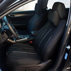 Lusso 汽車皮革座椅套 前後座全套, 黑色, 1套