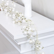 flowertree 室內牆壁裝飾小物 閃亮球串掛飾 180cm, 白色