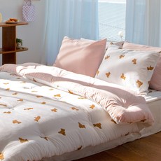 Yesbedding 韓國製造 Lover Bear 柔軟寢具四季被, 藕粉色