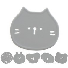 ade.l 動物造型矽膠杯墊 6入組, 淺灰