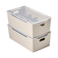 EASY&FREE 分格收納箱 S號, 木灰色, 2個