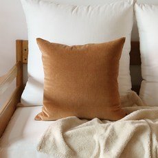 데코토닉 소프트 코듀로이 쿠션커버, 카멜브라운