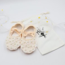 絲綢之路 女童用珍珠雛菊芭蕾舞鞋 + 鞋袋套組