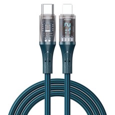바라보고 아이폰 PD USB C-8핀 LED 디스플레이 누드 고속충전 케이블 27W, 1m, 그린, 1개