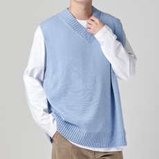 HIHOO V領開衩針織背心 + 長袖圓領T恤套裝 HE1012