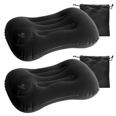 브리즈문 푸시푸시 휴대용 에어베개 2p + 보관 파우치 2p 세트, 블랙, 1세트