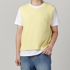 HIHOO V領針織背心+棉質短袖T恤套裝 HE2036