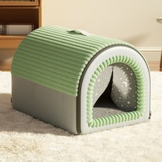 허니버블 반려동물 밀폐형 입체 동굴 방석 하우스, 그린, 1개