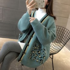 루나글램 호피 포인트 임산부 니트 가디건 MLS010