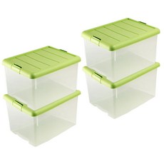 수납이야기 점보 리빙박스, 그린, 60L, 4개