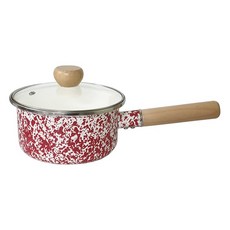 HAKOYA 大理石琺瑯單柄湯鍋 HAK-18PE, 紅色, 18cm, 1個