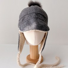 Vavisoo 洋蔥格紋刷毛護耳附下巴帶防寒帽