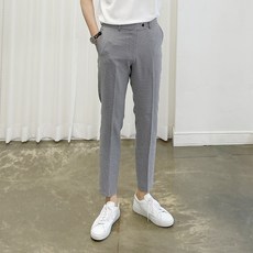 Adore Classic 男款奢華棋盤格紋泡泡紗盛夏春秋季休閒九分彈性休閒褲