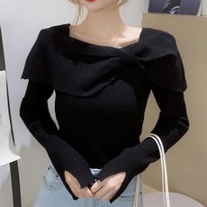 Paperments 女性領口大蝴蝶結亮點可愛修身版型針織T恤 13669